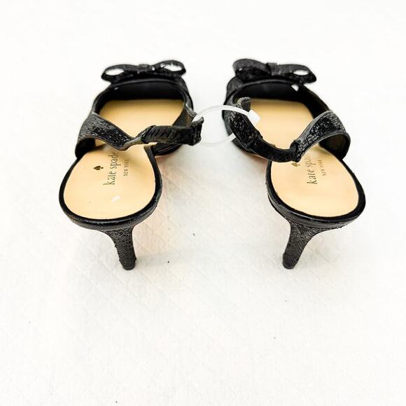 Kate Spade Glitter Shimmering Bow Accent Slingback Heel Black Size 8.5 - Picture 3 of 8